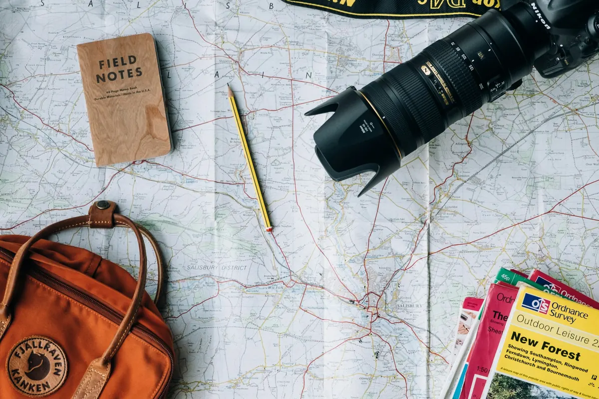 Planning a trip on a paper map