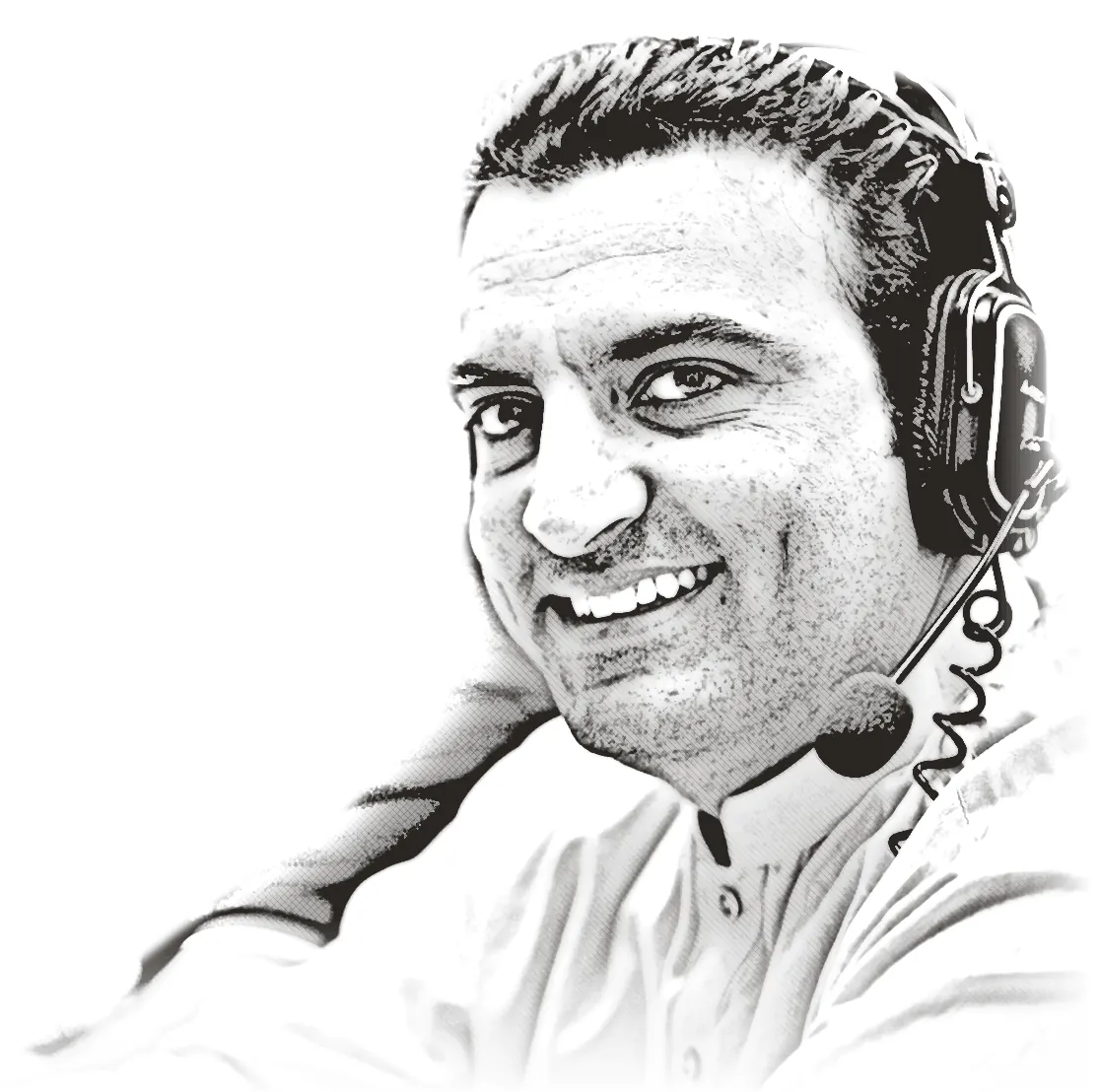 A sales lead on a call, smiling