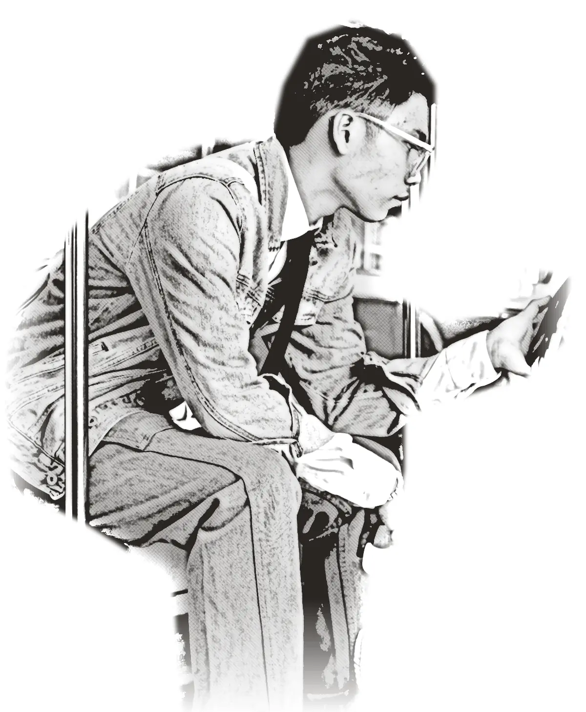 A commuter reading replies on his phone